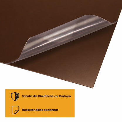 Glattes Blech aus Aluminium farbbeschichtet sepiabraun RAL 8014 - Stärke: 0,80 mm