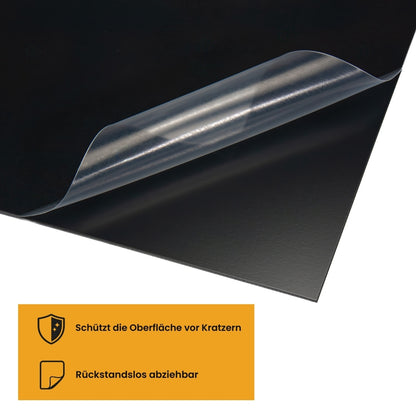 Glattes Blech aus Aluminium farbbeschichtet schwarz RAL 9005 - Stärke: 1,50 mm